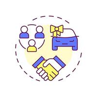 Car dealership crm multi color concept icon. Customer relationship management. Vehicle sale. Round shape line illustration. Abstract idea. Graphic design. Easy to use in infographic, presentation vector