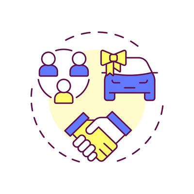 Car dealership crm multi color concept icon. Customer relationship management. Vehicle sale. Round shape line illustration. Abstract idea. Graphic design. Easy to use in infographic, presentation