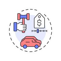 Wholesale dealer multi color concept icon. Car auction, selling. Commerce, business. Round shape line illustration. Abstract idea. Graphic design. Easy to use in infographic, presentation vector