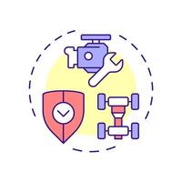 Powertrain warranty multi color concept icon. Car engine, suspension. Engineering, maintenance. Round shape line illustration. Abstract idea. Graphic design. Easy to use in infographic, presentation vector