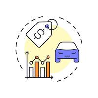 Vehicle pricing multi color concept icon. Statistical metrics, performance. Transport selling. Round shape line illustration. Abstract idea. Graphic design. Easy to use in infographic vector