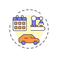 Vehicle age multi color concept icon. Manufacturing equipment, car production. Monthly calendar. Round shape line illustration. Abstract idea. Graphic design. Easy to use in infographic vector