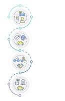 Auto dealership types infographic design template. Different transports, vehicles. Data visualization 4 options. Process vertical flow chart vector