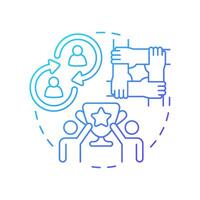 Positive interdependence blue gradient concept icon. Competition success, trophy. Partnership, teamwork. Round shape line illustration. Abstract idea. Graphic design. Easy to use in infographic vector