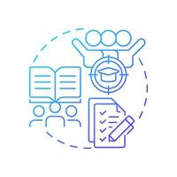 Formal cooperative learning blue gradient concept icon. Target goal. Task list, checklist. Round shape line illustration. Abstract idea. Graphic design. Easy to use in infographic, presentation vector