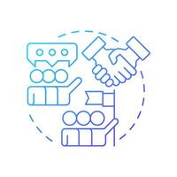 Social skills blue gradient concept icon. Leadership, communication. Teamwork organization. Round shape line illustration. Abstract idea. Graphic design. Easy to use in infographic, presentation vector
