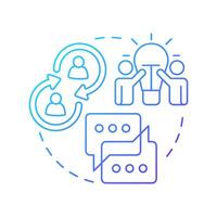 Informal cooperative learning blue gradient concept icon. Group communication. Cooperation, teamwork. Round shape line illustration. Abstract idea. Graphic design. Easy to use in infographic vector