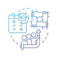 Cooperative base groups blue gradient concept icon. Partnership, checklist. Team work. Round shape line illustration. Abstract idea. Graphic design. Easy to use in infographic, presentation vector