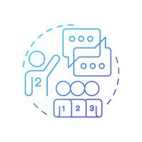 Numbered heads together blue gradient concept icon. Leadership, teamwork. Communication, discussion. Round shape line illustration. Abstract idea. Graphic design. Easy to use in infographic vector