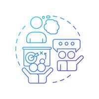 Think, pair, share blue gradient concept icon. Teamwork planning. Learning strategy, brainstorm. Round shape line illustration. Abstract idea. Graphic design. Easy to use in infographic vector