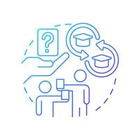 Quiz quiz trade blue gradient concept icon. Studying, learning. Question cards, answering. Round shape line illustration. Abstract idea. Graphic design. Easy to use in infographic, presentation vector