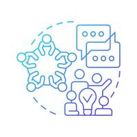 Round table blue gradient concept icon. Team work. Group brainstorm, discussion. Round shape line illustration. Abstract idea. Graphic design. Easy to use in infographic, presentation vector