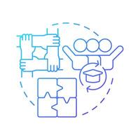Round robin blue gradient concept icon. Collaboration hands, teamwork. Learning methodology. Round shape line illustration. Abstract idea. Graphic design. Easy to use in infographic, presentation vector