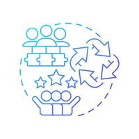 Jigsaw blue gradient concept icon. Cooperative learning, methodology. Teamwork, cooperation. Round shape line illustration. Abstract idea. Graphic design. Easy to use in infographic, presentation vector