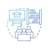 Classroom design blue gradient concept icon. Indoor interior, learning environment. Round shape line illustration. Abstract idea. Graphic design. Easy to use in infographic, presentation vector