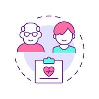 Age limits multi color concept icon. Restrictions on specific treatments. Component of utilization management. Round shape line illustration. Abstract idea. Graphic design. Easy to use in article vector