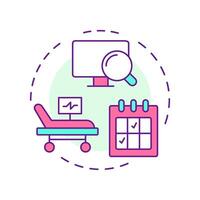 Bed tracking multi color concept icon. Real time wards monitoring. Hospital management. Healthcare facility. Round shape line illustration. Abstract idea. Graphic design. Easy to use in brochure vector