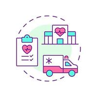 Hospital admission planning multi color concept icon. Coordinating healthcare facility. Patient bed management. Round shape line illustration. Abstract idea. Graphic design. Easy to use in article vector