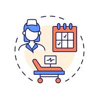 Nurse requisition multi color concept icon. Medical staff work loading regulation in hospital. Care transition. Round shape line illustration. Abstract idea. Graphic design. Easy to use in article vector