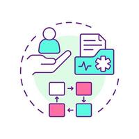 Patient flow multi color concept icon. Coordination of movement throughout hospital. Healthcare bed management. Round shape line illustration. Abstract idea. Graphic design. Easy to use in article vector