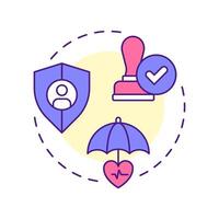 Reduction claim denials multi color concept icon. Ensuring treatment procedures. Utilization management benefit. Round shape line illustration. Abstract idea. Graphic design. Easy to use in brochure vector