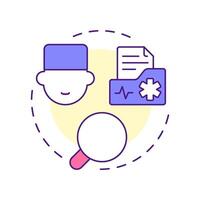 Medical record review multi color concept icon. Patient documentation control. Utilization management benefit. Round shape line illustration. Abstract idea. Graphic design. Easy to use in brochure vector