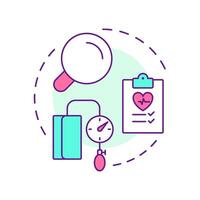 Retrospective review multi color concept icon. After treatment checkup. Type of utilization management. Round shape line illustration. Abstract idea. Graphic design. Easy to use in brochure vector