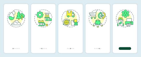 Circular economy onboarding mobile app screen. Consumption. Walkthrough 5 steps editable graphic instructions with linear concepts. UI, UX, GUI template vector