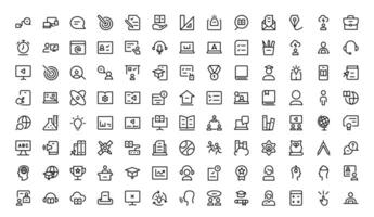 Education Icon Set . Modern and Minimalist Icons for Learning, Teaching, Schools, and Digital Educational Tools vector