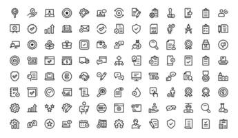 Quality Control Icon Set Collection - Minimal, Modern, and Versatile Line Art Illustrations for Business, Manufacturing, and Product Assurance Needs vector