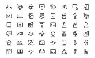 Education Icon Set pack. Modern and Minimalist Icons for Learning, Teaching, Schools, and Digital Educational Tools vector