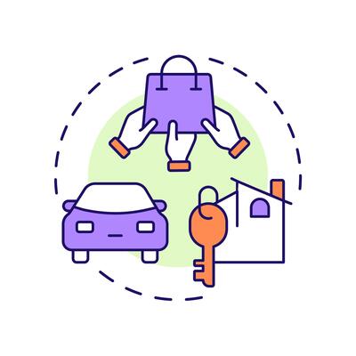 Collaborative consumption multi color concept icon. Access to products. Type of sharing economy. Round shape line illustration. Abstract idea. Graphic design. Easy to use in presentation