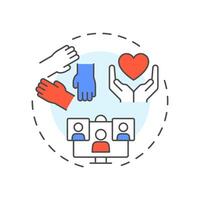 Community based economy multi color concept icon. Local collaboration. Core element of sharing system. Round shape line illustration. Abstract idea. Graphic design. Easy to use in infographic vector
