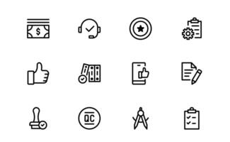 Quality Control Icon pack up- Minimal, Modern, and Versatile Line Art Illustrations for Business, Manufacturing, and Product Assurance Needs vector