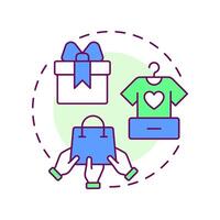 Gift giving economy multi color concept icon. Free goods and services. Collaborative system type. Round shape line illustration. Abstract idea. Graphic design. Easy to use in infographic vector