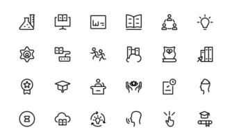 Education Icon pack. Modern and Minimalist Icons for Learning, Teaching, Schools, and Digital Educational Tools vector
