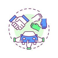 Real sharing economy multi color concept icon. Non profit resources spreading. Collaborative system type. Round shape line illustration. Abstract idea. Graphic design. Easy to use in presentation vector