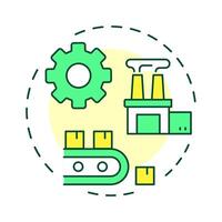 Production multi color concept icon. Transforming raw materials into finished goods. Circular economy. Round shape line illustration. Abstract idea. Graphic design. Easy to use in presentation vector