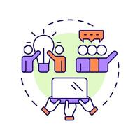 Collaborative production multi color concept icon. Join manufacturing efforts. Type of sharing economy. Round shape line illustration. Abstract idea. Graphic design. Easy to use in infographic vector