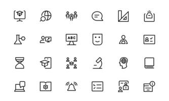 Education Icon Set package. Modern and Minimalist Icons for Learning, Teaching, Schools, and Digital Educational Tools vector