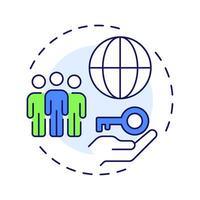 Flexibility multi color concept icon. Democratizes access to goods and services. Benefit of sharing economy. Round shape line illustration. Abstract idea. Graphic design. Easy to use in presentation vector
