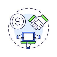 Empowering entrepreneurs multi color concept icon. Low barrier entry. Benefit of sharing economy. Round shape line illustration. Abstract idea. Graphic design. Easy to use in infographic vector