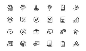 Quality Control Icon pack- Minimal, Modern, and Versatile Line Art Illustrations for Business, Manufacturing, and Product Assurance Needs vector