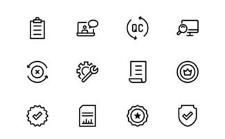 Quality Control Icons - Minimal, Modern, and Versatile Line Art Illustrations for Business, Manufacturing, and Product Assurance Needs vector