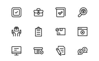 Quality Control Icon Set package - Minimal, Modern, and Versatile Line Art Illustrations for Business, Manufacturing, and Product Assurance Needs vector