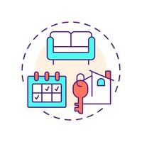 Home sharing multi color concept icon. Cost effective apartments rent service. Sharing economy model. Round shape line illustration. Abstract idea. Graphic design. Easy to use in infographic vector