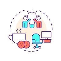 Coworking spaces multi color concept icon. Collaborative workplaces rent. Sharing economy model. Round shape line illustration. Abstract idea. Graphic design. Easy to use in presentation vector