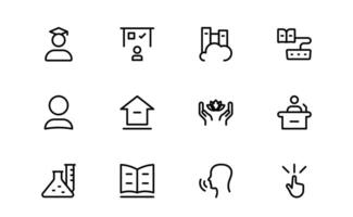 Education Icon bundle. Modern and Minimalist Icons for Learning, Teaching, Schools, and Digital Educational Tools vector