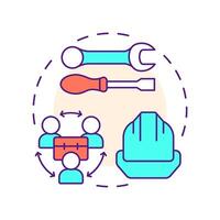 Tool and equipment sharing multi color concept icon. Borrow and rent items. Collaborative economy model. Round shape line illustration. Abstract idea. Graphic design. Easy to use in presentation vector