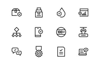 Quality Control Icon collection - Minimal, Modern, and Versatile Line Art Illustrations for Business, Manufacturing, and Product Assurance Needs vector